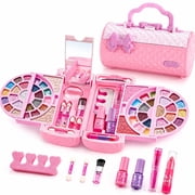 JoyStone Kids Portable Pretend Makeup Kit for Girls, Built-in Mirror, Colorful Eye Shadows, Brushes,… — $16.46 (34% off)