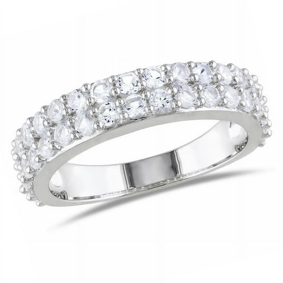 AMOUR Created White Sapphire Double Row Ring In Sterling Silver