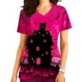thumbnail image 2 of Holloyiver Women's V Neck Halloween T Shirts Short Sleeve Summer Casual Loose Dolman Tops with Side Shirring Raglan Rolled Sleeve Loose Tunic Tops S-2XL, 2 of 5