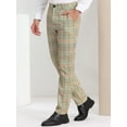 thumbnail image 2 of Pantalones de Vestir Lars Amadeus Hombre Informales A Cuadros Naranja Verde S, 2 of 6