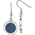 thumbnail image 1 of Stainless Steel Polished With Blue Druzy Dangle Shepherd Hook Earrings (42 X 18) Made In China sre846, 1 of 5