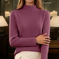 thumbnail image 2 of TINZ Chandail en Tricot pour Femmes Col Roulé Haut Décontracté Doux Confortable Extensible Blouse à Manches Longues pour Printemps Automne Hiver Jupe de Tennis pour Filles Jupes Latérales Universelles, 2 of 4