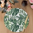 thumbnail image 3 of Green Palm Leaves Round 13 Inch Placemats Set of 4, Summer Tropical Leaf HeatResistant Non Slip Place Mats for Dining Table, Wipeable Braided Kitchen Table Mats for Housewarming, 3 of 9