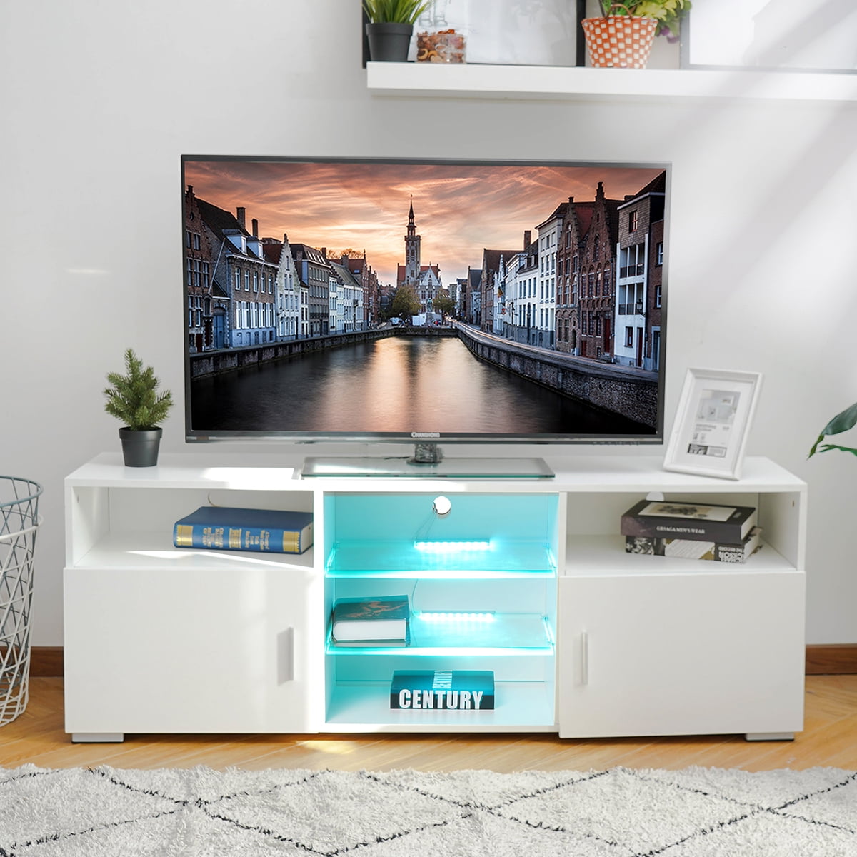 Hommpa Large Modern LED TV Stand for TVs up to 65