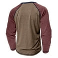 thumbnail image 6 of YOIAVAIOY Henley Shirts for Men Trendy Casual Color Block Long Sleeve Tops Lightweight Comfy Raglan Tees Khaki L, 6 of 8