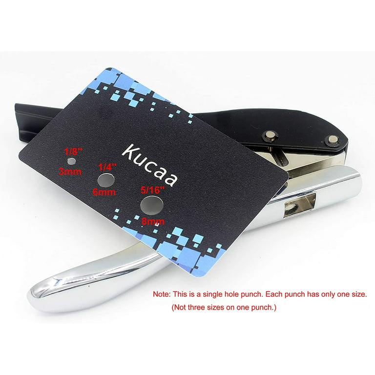 Kucaa 2-inch Reach 1/4 inch 6mm Deep Throat Heavy Duty Hand Held Single  Hole Punch for PVC Cards ID Cards Badge Photos