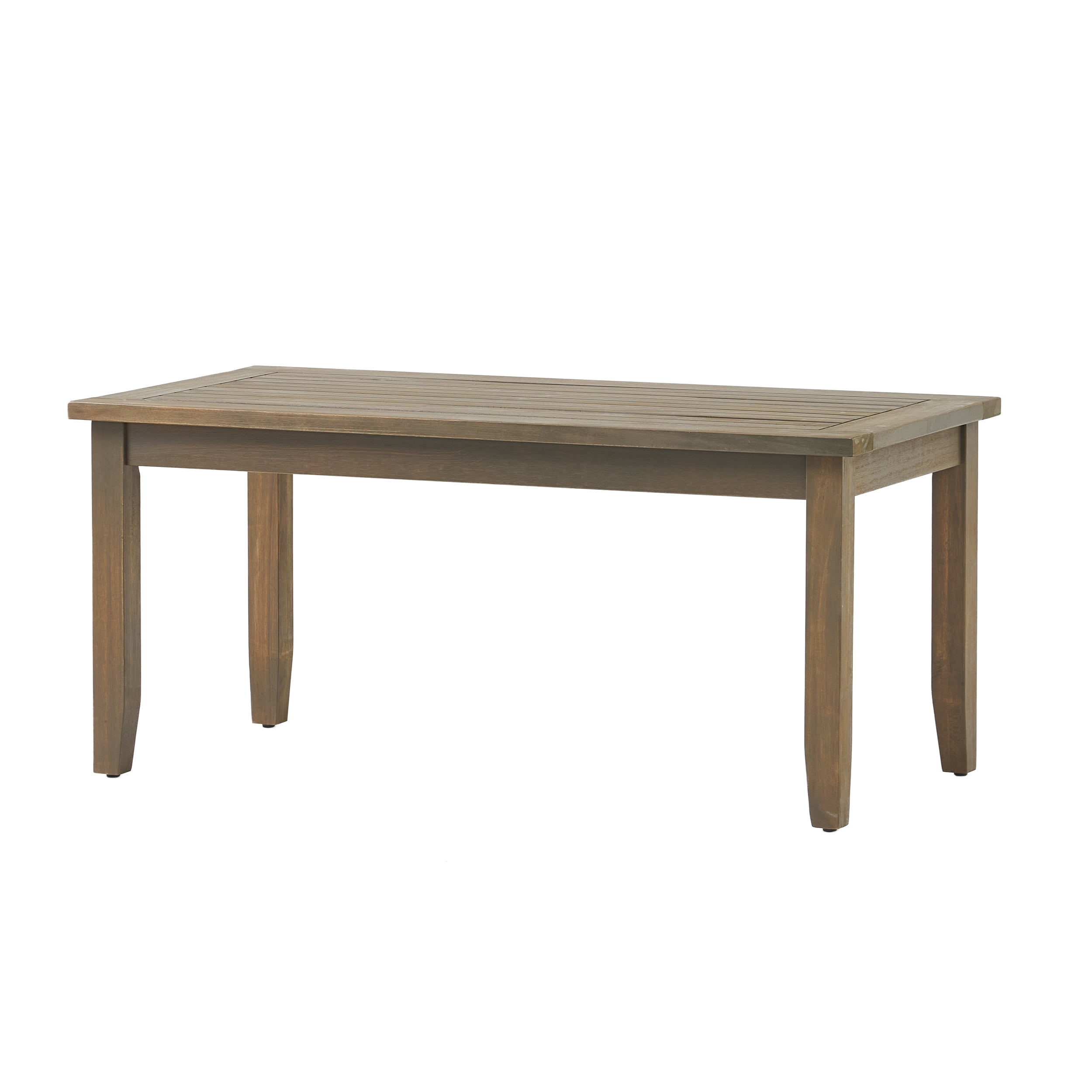 Outdoor Loveseat and Coffee Table Combined Leisure Set, Acacia Wood Frame Furniture for Patio Garden, Gray