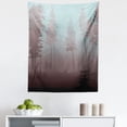 thumbnail image 1 of Forest Tapestry, Early Morning in Mysterious Woods with Heavy Fog Coniferous Trees, Fabric Wall Hanging Decor for Bedroom Living Room Dorm, 5 Sizes, Dried Rose Pale Blue, by Ambesonne, 1 of 1