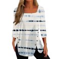 thumbnail image 2 of ICHUANYI Clearance Fashion Women Solid T-shirt Mid-length 3/4 Sleeves Blouse Round Neck Casual Tops(White, S) ICHUANYI WER2023080808481, 2 of 4