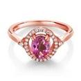 thumbnail image 2 of Gem Stone King 1.14 Ct Oval Pink Mystic Topaz 18K Rose Gold Plated Silver Ring (Size 5), 2 of 4