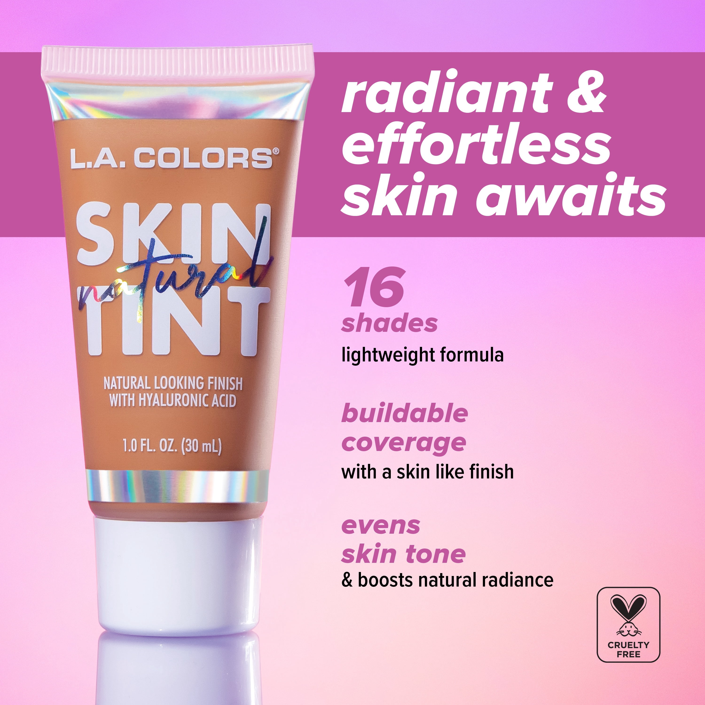 L.A. COLORS Natural Skin Tint Lightweight Hydrating Foundation, Soft Beige, 1 fl oz