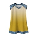 thumbnail image 6 of Uootdi Women's Waffle Knit Tops Crew Neck Denim Trim Ombre Pattern Sleeveless Blouses Stylish Lightweight Relaxed Tops Gift, 6 of 7