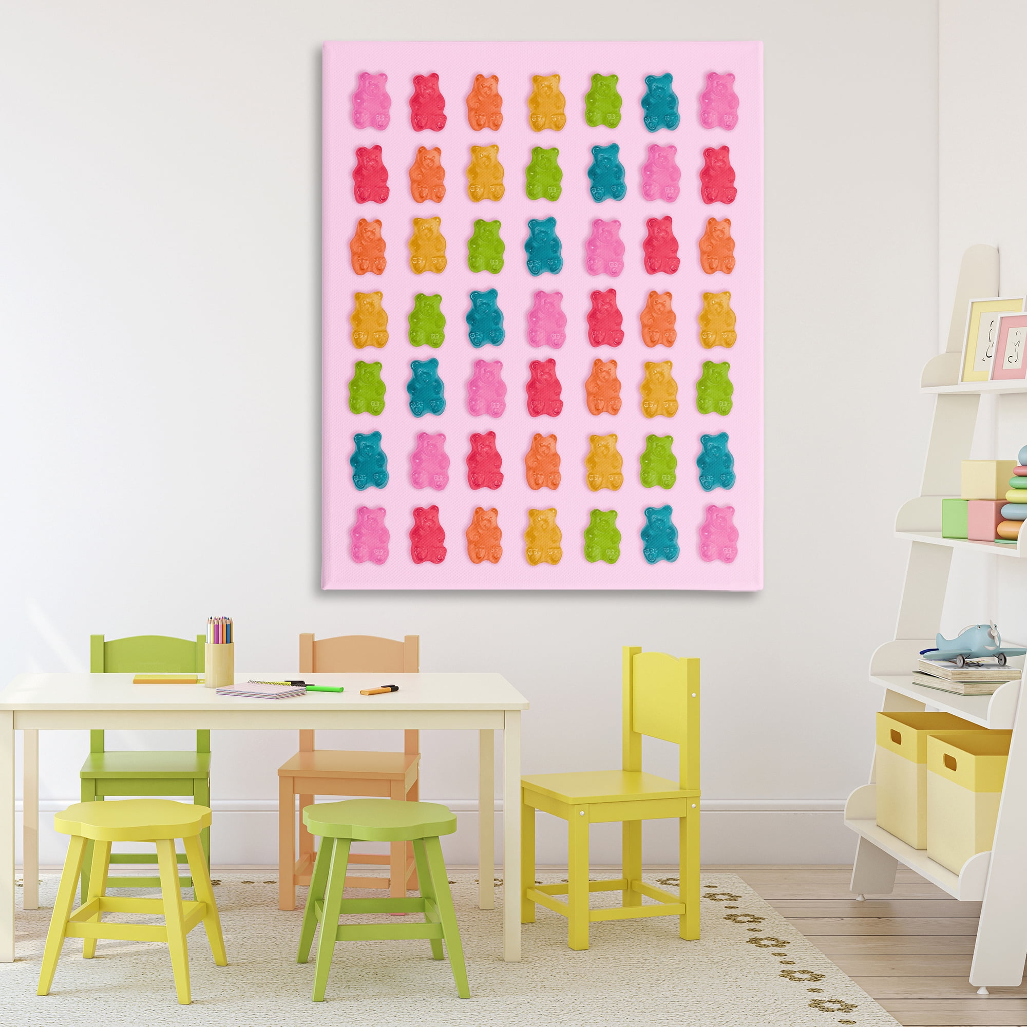Stupell Industries Soft Rainbow Bears on Pink Canvas Wall Art, design by LISH Creative