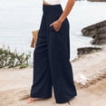 thumbnail image 5 of Delayuji Womens High Waist Wide Leg Pants Elastic Waist Loose Comfortable Pants With Pockets, 5 of 7