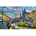 thumbnail image 2 of Gavidia, Pedro 14x10 Gold Ornate Wood Framed with Double Matting Museum Art Print Titled - Rome Italy Piazza Navona, 2 of 4