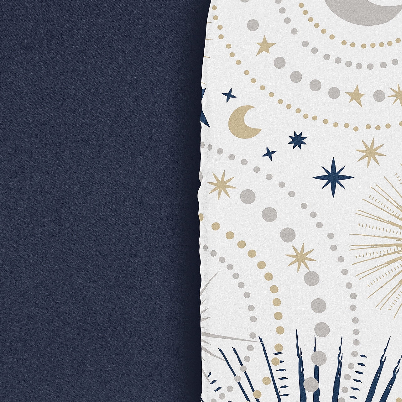 Sweet Jojo Designs Celestial Navy Blue and Gold Boy, Girl, Unisex/Gender Neutral Baby Bassinet Fitted Sheets Set 2 Piece