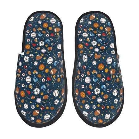 Balery Ball Sports Slient Indoor Furry Fleece Comfort House Shoes Soft Non-Slip Home Shoes Cotton slippers House Slippers-- Medium