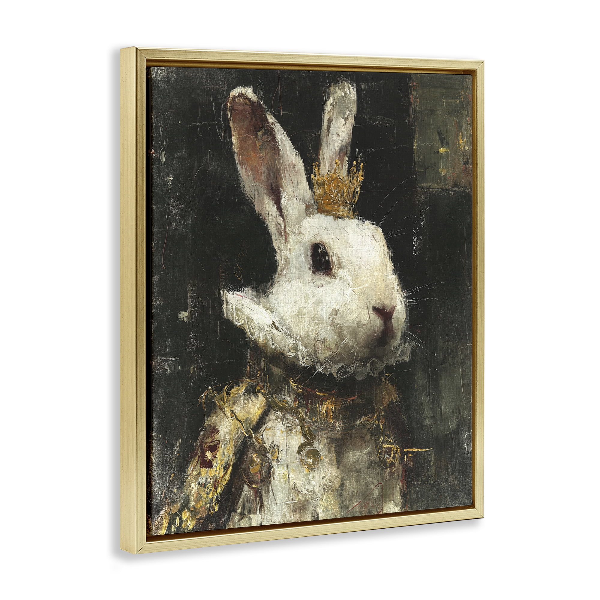 Stupell Industries Regal Hare Portrait Gold Framed Floater Canvas Wall Art, design by Svetlana Aleynikova