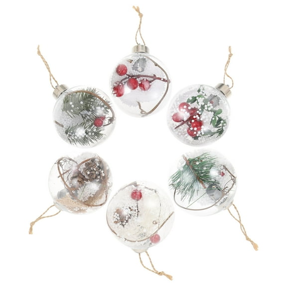 Worgeous 6Pcs Transparent Balls Assorted Color Plastic for Weddings and Christmas