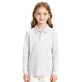 thumbnail image 4 of Uniform Shirts for Girls 10-12 Long Sleeve Pique Polo Shirt with Collar Button Down Kids Uniforms for Girls Moisture-Wicking Classic Girls Top, 4 of 7