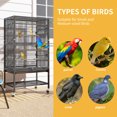 thumbnail image 5 of Dextrus Metal Bird Cage 52" with Rolling Stand and Castor Wheels, Large Budgie Cages with 2 Free Bird Coverss,Ideal for Parakeets, Parrots, Cockatiels, Pigeons, and Small to Medium Birds, 5 of 6