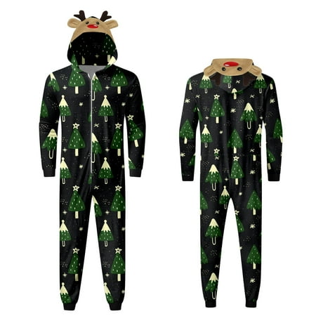 

Neuxse Parent Child Outfit Men Dad Happy Halloween Sets Printed Hooded Zipper Jumpsuit Family Outfit
