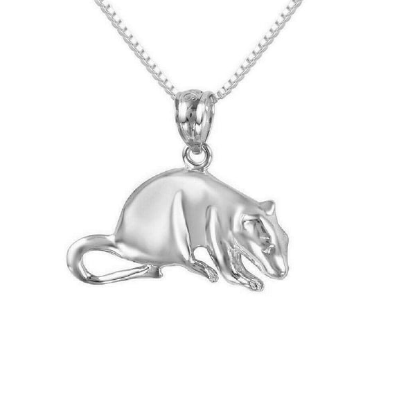 925 Sterling Silver Necklace w/ Mouse, Rat Pendant Charm