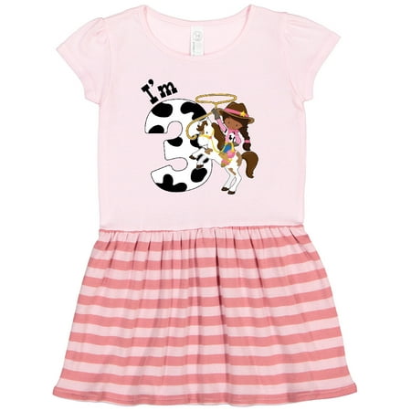 

Inktastic I m Three-cowgirl Riding Horse Birthday Gift Toddler Girl Dress
