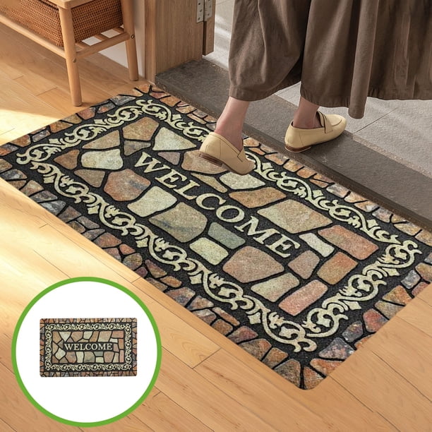 Tapete de entrada para baño, alfombra para puerta, superficie de goma impermeable, diseño antideslizante, para entrada de cocina, plegable y portátil, construcción de goma resistente, para