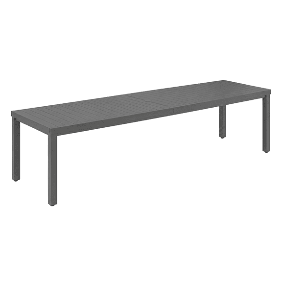 KIOOTTO Extendable Outdoor Dining Table with Umbrella Hole, Gray