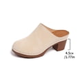 thumbnail image 4 of Beige Female Casual Slip On Mules Thick Heel Closed Toe For Spring Summer Outdoor Comfortable Slide Style, 4 of 9