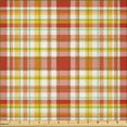 thumbnail image 2 of Ambesonne Orange Plaid Fabric by the Yard Microfiber, Warm Tangerine Colors, 5 Yards, Earth Yellow Ruby Salmon, 2 of 2