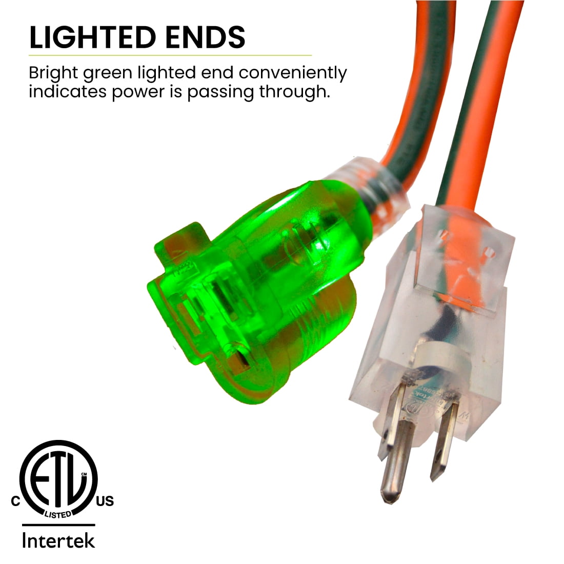 GoGreen Power 16/3 50' 13750 Heavy Duty Extension Cord, Lighted End