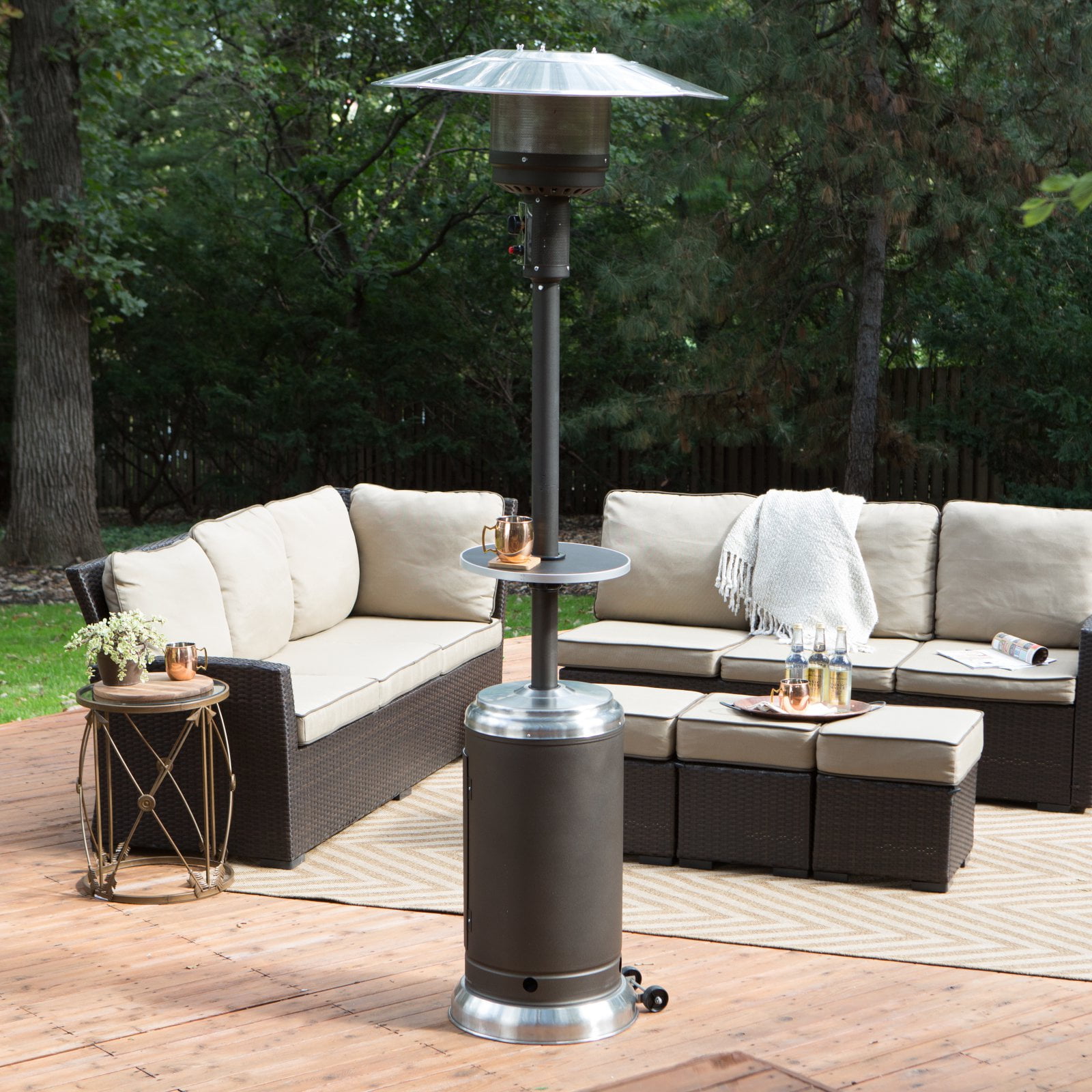 Coral Coast Mocha & Stainless Steel Commercial Patio Heater with Table