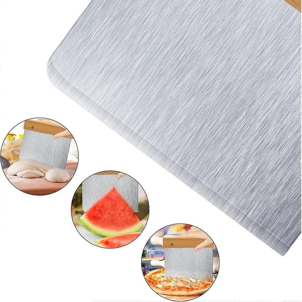 Dough Scraper, Stainless Steel Dough Divider Chopper Bread Scraper Cake Pastry Pizza Cutter Slicer Wood Handle