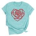 thumbnail image 1 of Meichang T-Shirt de la Saint-Valentin pour Femmes Manches Courtes Mignon Cœurs Graphiques Col Rond Mode Décontractée Hauts Blouse, 1 of 4