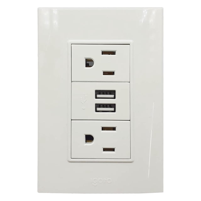 Placa Armada Lugano Igoto De 2 Contactos y 2 Entradas USB Blanco Igoto PBUSB2-B