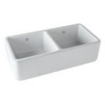 thumbnail image 2 of Shaw's Premium Seafood Lancaster Double Bowl Apron Front White Fireclay Kitchen Sink O.D. 36 5/8" X 18 1/2" X 10 1/2" With 9" Internal Bowl Depth And Two 3 1/2" Drains, 2 of 2