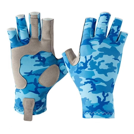 YIFAEUX 1 Pair Camouflage Half-finger Fishing Gloves UPF 50+ UV Protection Lightweight Men Women Outdoor Sports Sailing Kayak Paddling Rowing Fingerless Glove