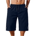 thumbnail image 4 of Men's Quick Dry Athletic Shorts Knee-Length Drawstring Waist Workout Shorts with Pockets for Gym Running Beach, 4 of 5