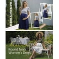 thumbnail image 4 of Women's Short Sleeve Maternity Dress Patchwork Pregnancy Clothes with Pockets, 4 of 6