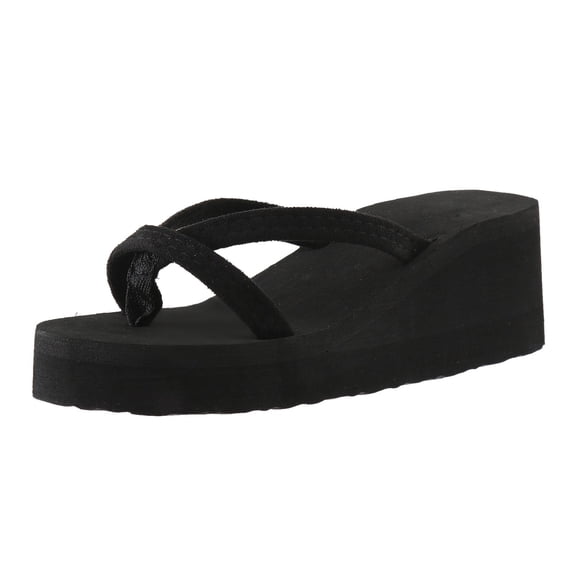 Slippers for Women,Ladies Shoes Wedge Thick Sole Flip Flops Fashion Comfortable Soft Beach Flip Sandals Slippers,Womens Slippers,Black,7.5