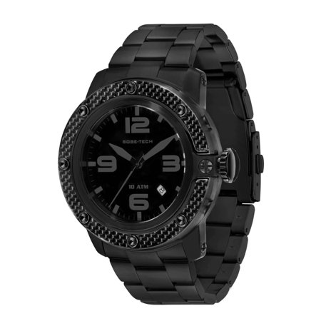 Men's Sobe Tech 50mm Black IP Steel Bracelet & Case Swiss Quartz Analog Watch GR33008