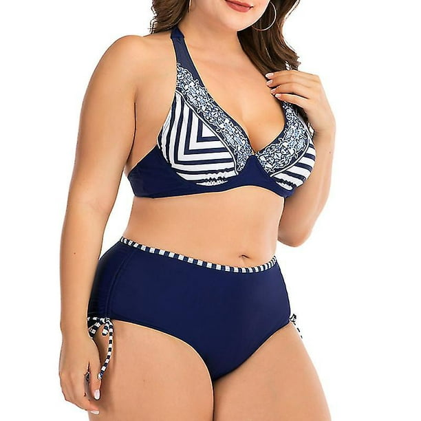 Women Halter Padded Bra Bikini Set Push Up Swimwear Swimsuit Plus Size  Swimming Costume Beachwear 