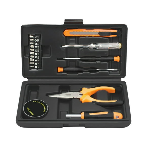 Graflsoa 18-Piece Orange Carbon Steel Tool Kit for Home, Auto, and Construction Use