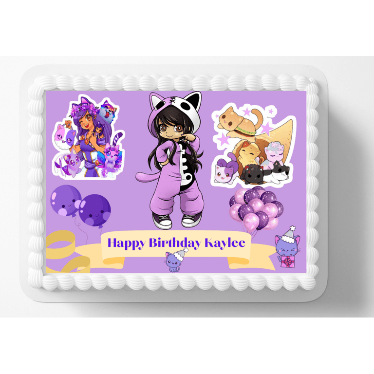 Anime Video Game Purple Girl Mine Edible Image Cake Topper You Add To your  Own Cake 10 by 8 Will Fit A 1/4 to 1/2 Sheet Cake 