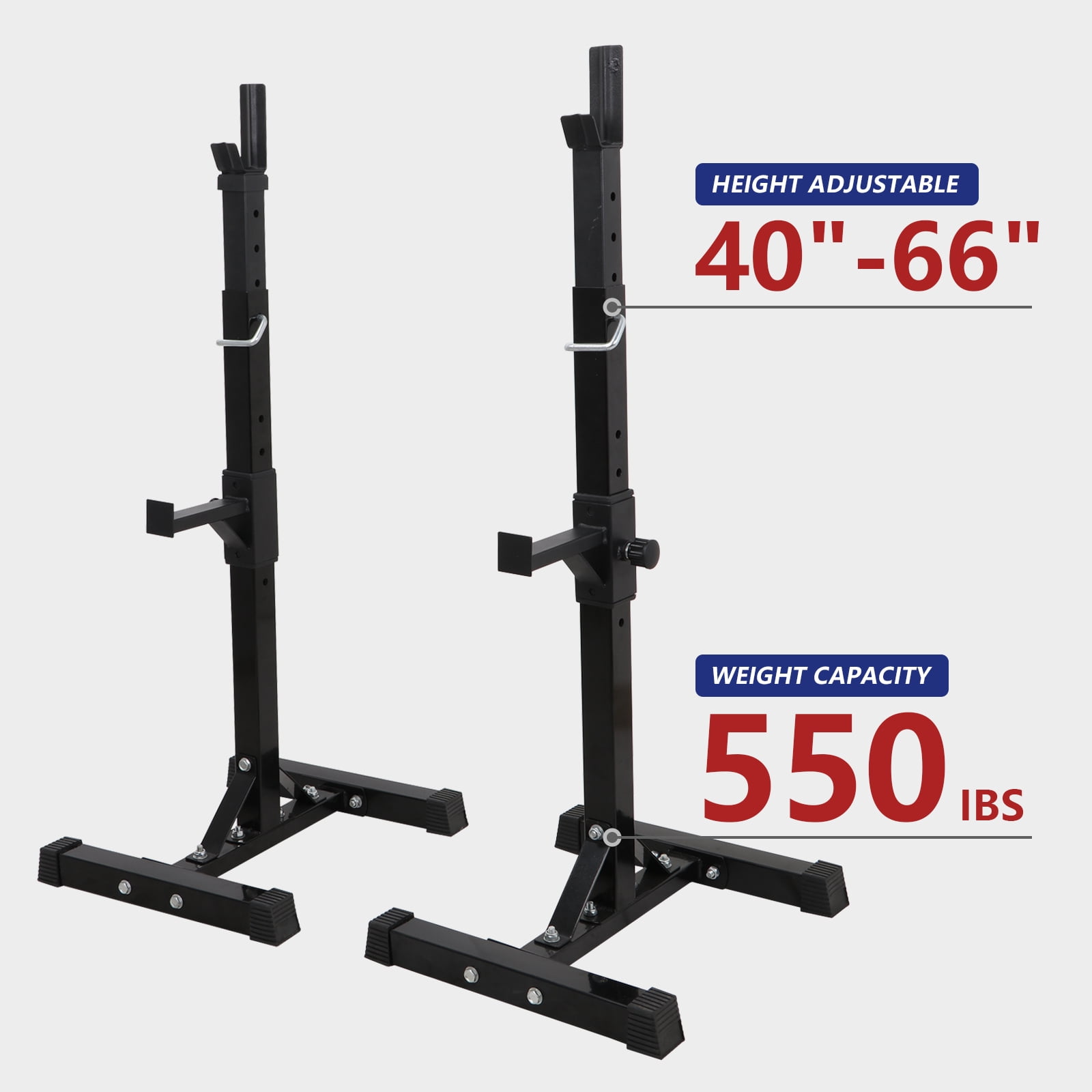 SuperDeal Adjustable Squat Stand, Sturdy Steel Barbell Stand with 13-Position Safety Spotters, Rubber End Caps, 550LBS Max Capacity, Ideal for Home Gym Workouts