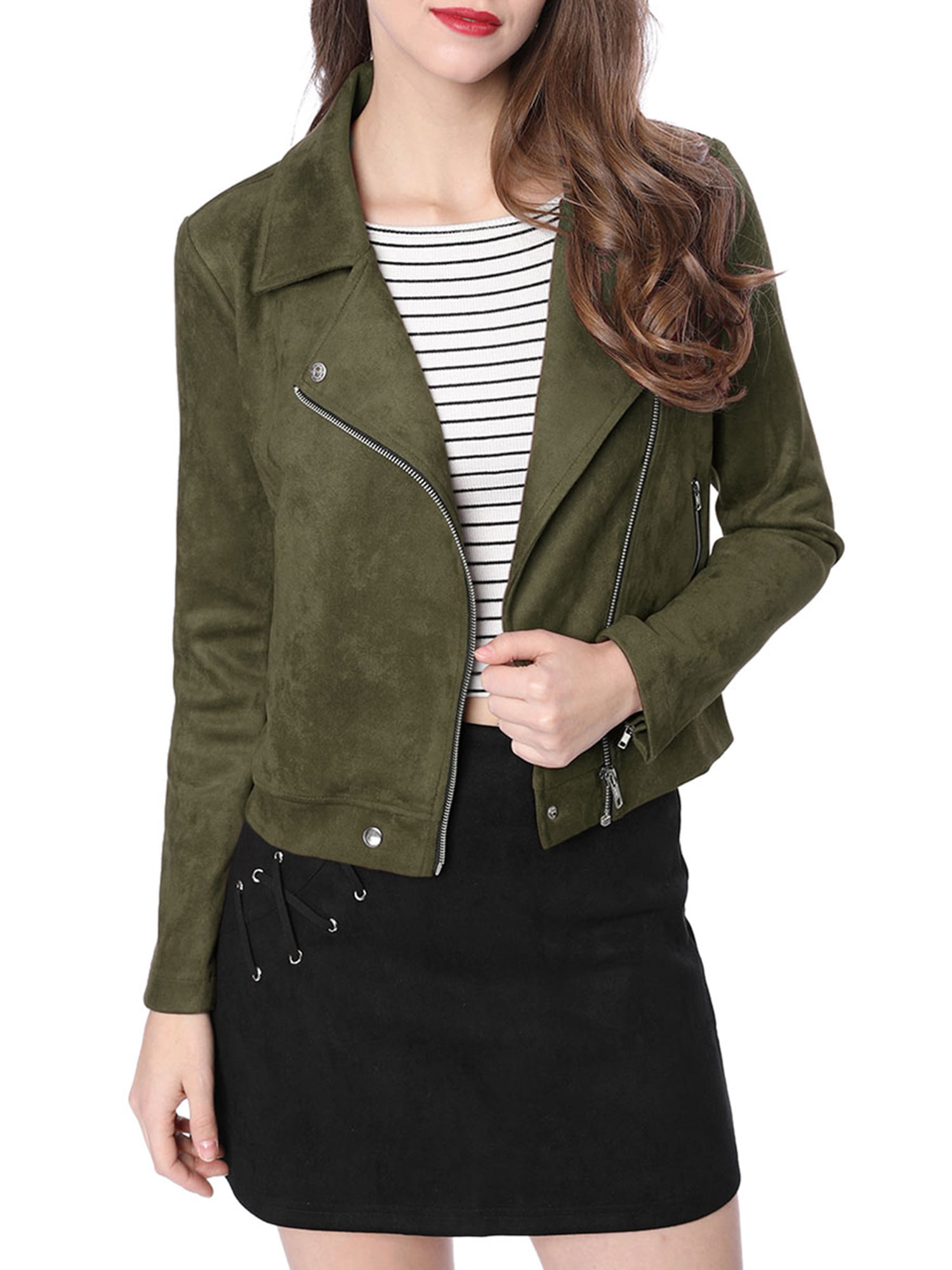 Ladies Green Leather Smart Quilted Long Belted Military Retro Vintage Biker Coat 