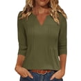 thumbnail image 1 of Abomasnow Women's Athletic Shirts 3/4 Length Sleeve V-Neck Tops Dressy Work Office Casual Workout Yoga Shirts, 1 of 7