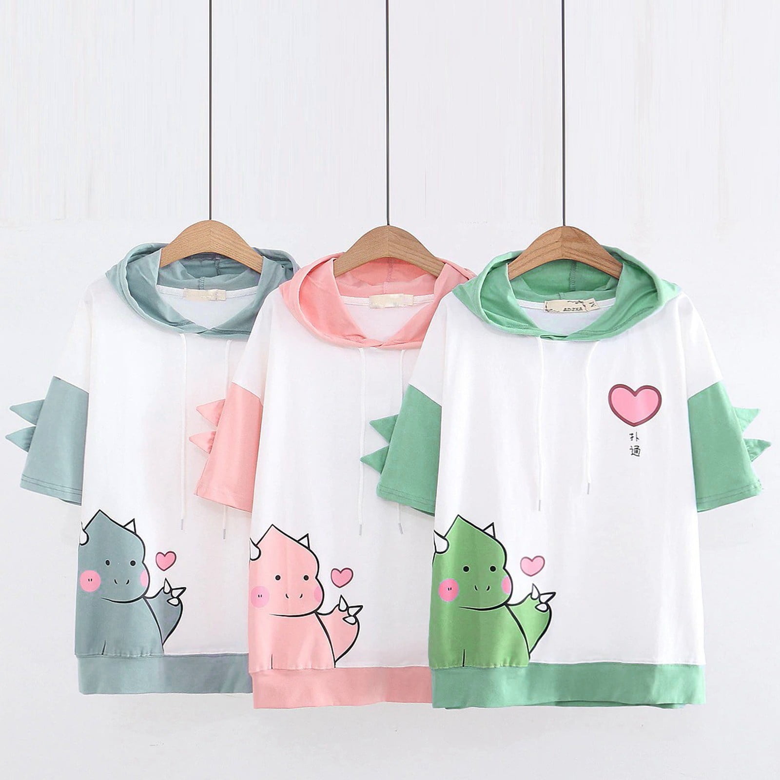 Women S Casual Cute Emo Dinosaur T Shirt Hoodie Drawstring Short Sleeve Tops Ladies Tops On Clearance Walmart Com Women S Casual Cute Emo Dinosaur T Shirt Hoodie Drawstring Short Sleeve Tops Ladies Tops On Clearance Walmart Com